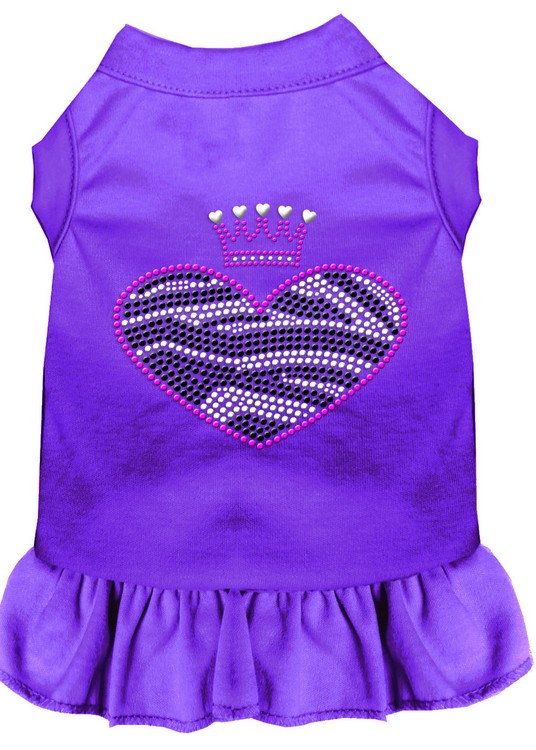 Zebra Heart Rhinestone Dress Purple XS